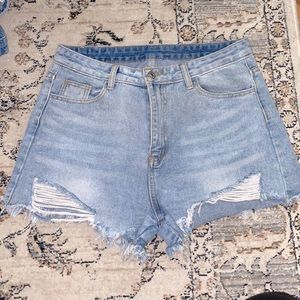 SHEIN high rise short shorts, distressed, size Large